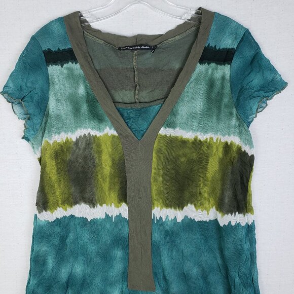 MADO Et Les Autres Mesh Dress Tie Dye Colorblock Abstract Print Art-o-Wear sz M - Picture 3 of 11
